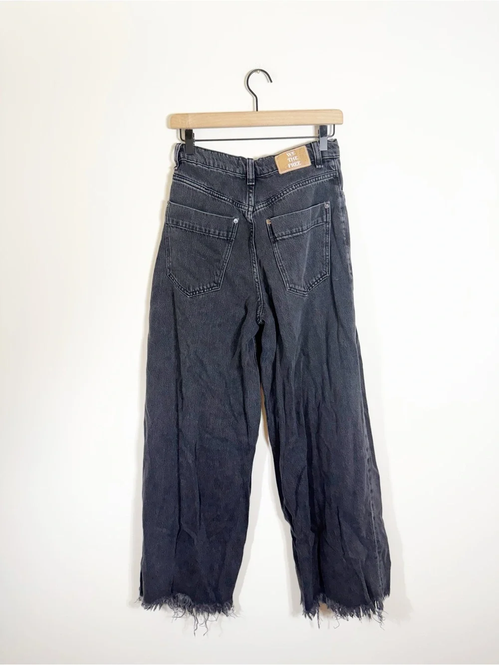 Free People We The Free Old West Slouchy High Rise Wide Leg Jeans Black 27